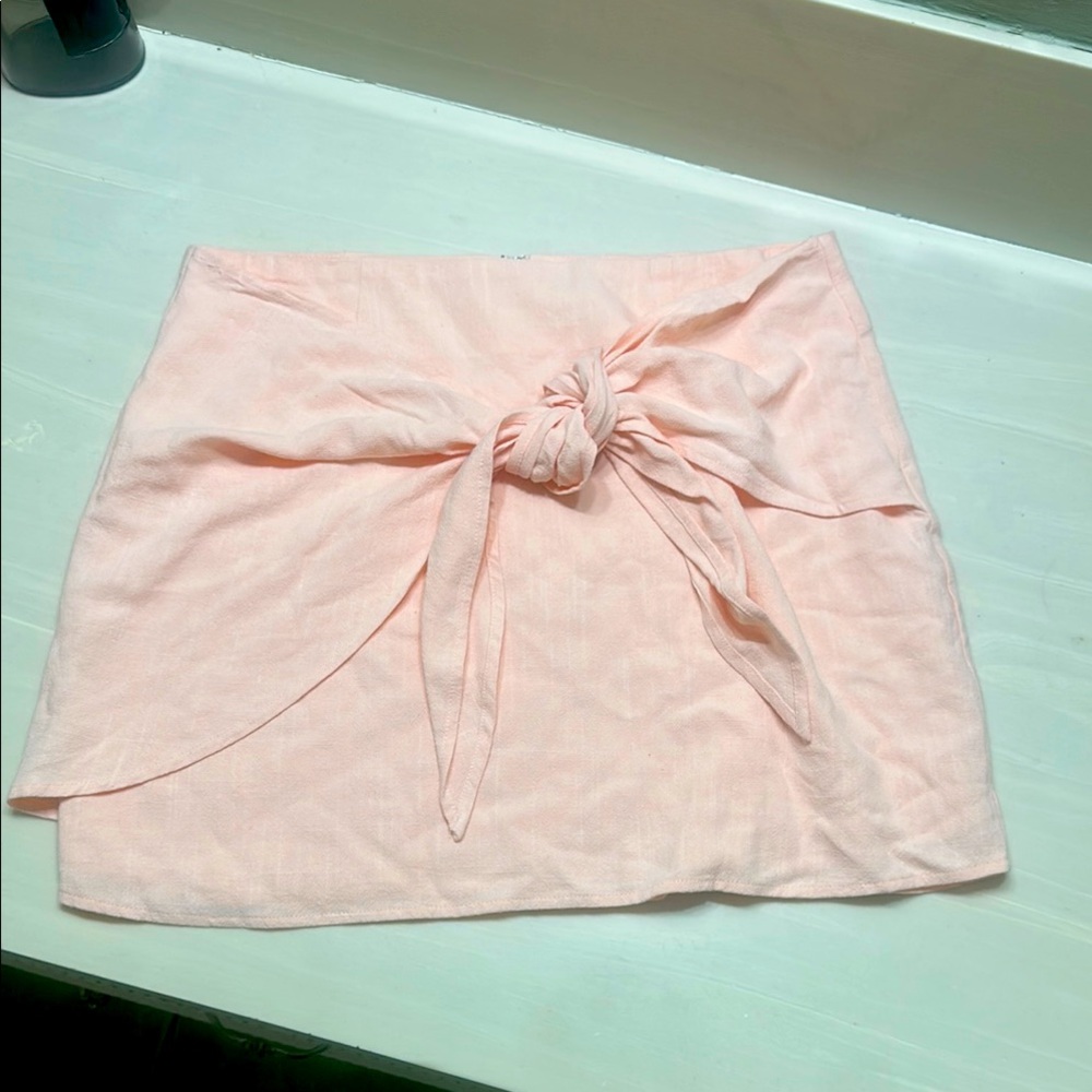 Blue Rain Pink Wrap Mini Skirt